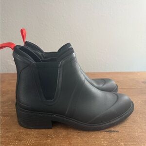 rag & bone Black Ankle Boots with Red Accents